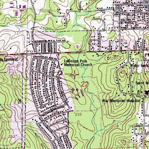 Topographic Map of Woodlands, LA