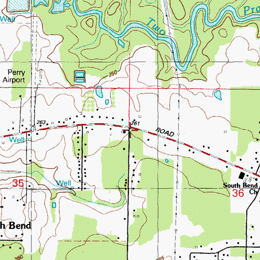 Topographic Map of South Bend Church, AR