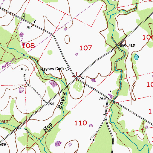 Topographic Map of Bells Store (historical), LA