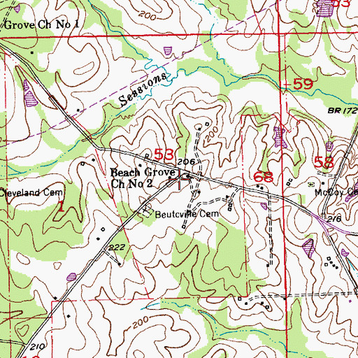 Topographic Map of Beutoville Plantation, LA