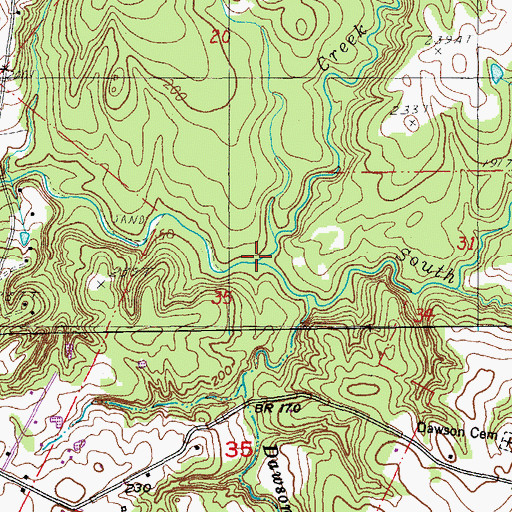 Topographic Map of East Fork Beaver Dam Creek, LA