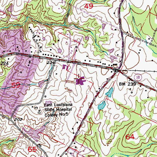 Topographic Map of Jackson Elementary School, LA