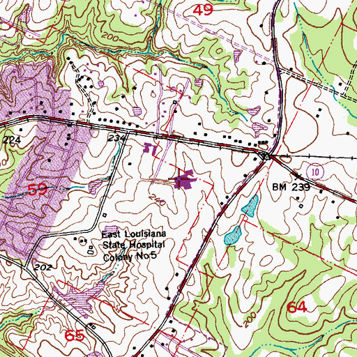 Topographic Map of Jackson High School, LA