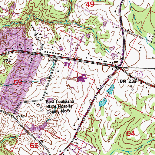 Topographic Map of Jackson Middle School, LA