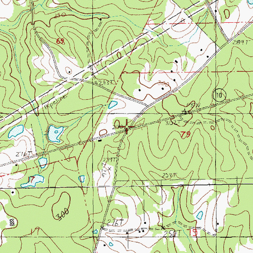 Topographic Map of Kents Store (historical), LA
