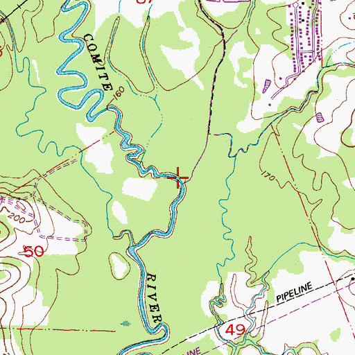 Topographic Map of Lewis Creek, LA