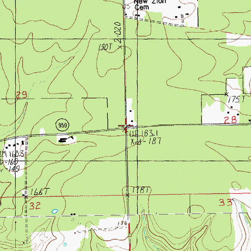Topographic Map of Sunbeam (historical), LA