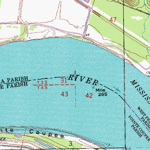 Topographic Map of Bayou Sara Bend, LA