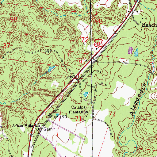 Topographic Map of Catalpa (historical), LA