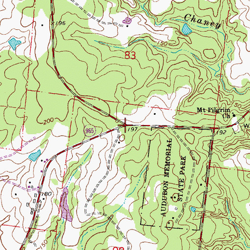 Topographic Map of Hamilton, LA