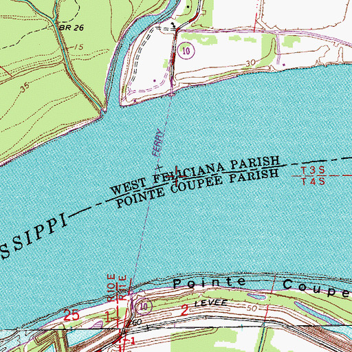Topographic Map of Saint Francisville Ferry, LA