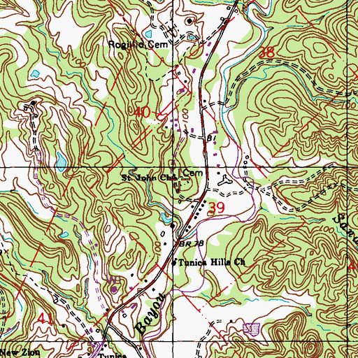 Topographic Map of Saint John Cemetery, LA