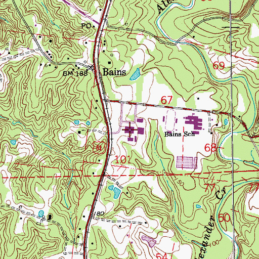 Topographic Map of West Feliciana High School, LA