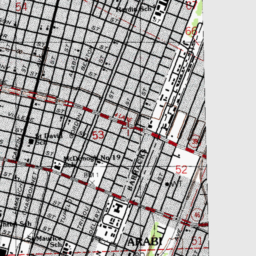 Topographic Map of Tabernacle Church, LA