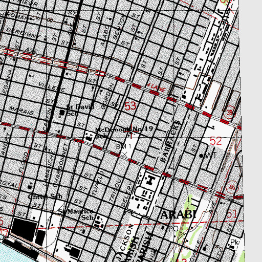 Topographic Map of Branch Bell Baptist Church, LA