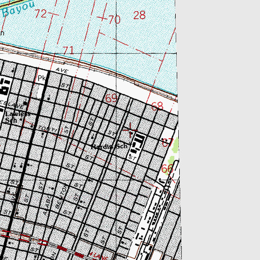 Topographic Map of Beulah Land Baptist Church, LA