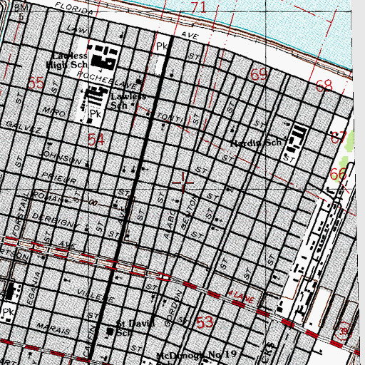 Topographic Map of New Jerusalem Baptist Church, LA