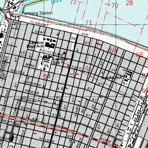 Topographic Map of Holy Family Church, LA
