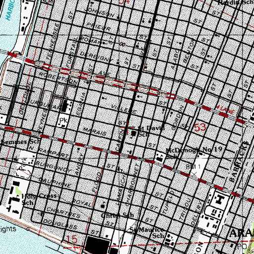 Topographic Map of Saint Davids Convent, LA