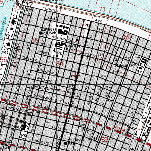 Topographic Map of Hartzell United Methodist Church, LA