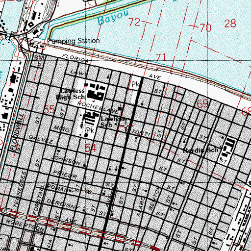 Topographic Map of New Manager Spiritual Temple, LA