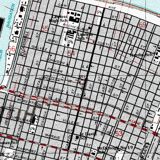 Topographic Map of Morning Star Baptist Church, LA