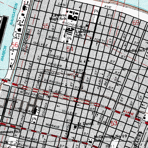 Topographic Map of Antioch Spiritual Church, LA