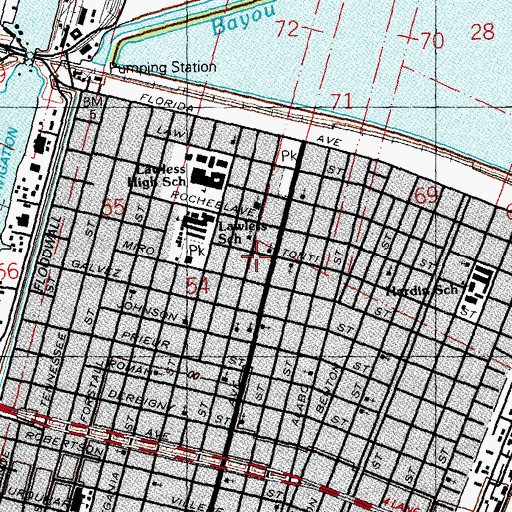 Topographic Map of Battle Ground Baptist Church, LA