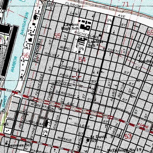 Topographic Map of Saint Peter Baptist Church, LA