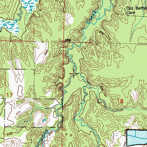 Topographic Map of South Fork Little Hurricane Creek, AR