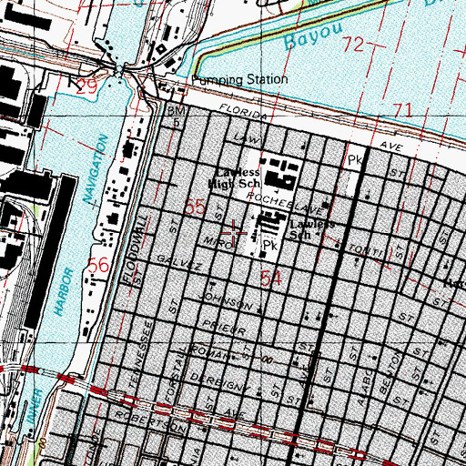 Topographic Map of New Jerusalem Temple Baptist Church, LA