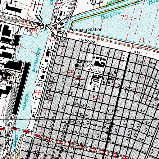 Topographic Map of Saint Jude Divine Spiritual Church Number 1, LA