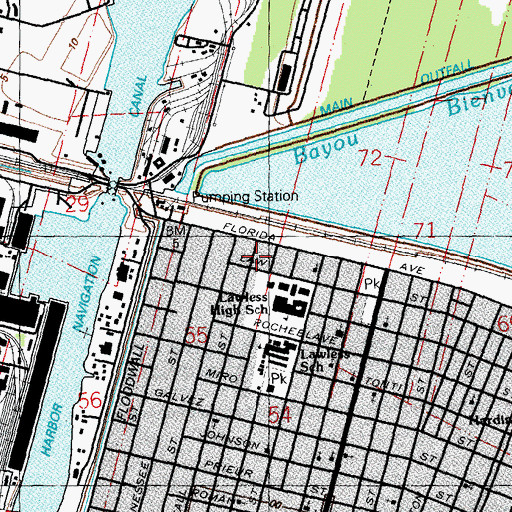 Topographic Map of Saint Rose Missionary Baptist Church, LA