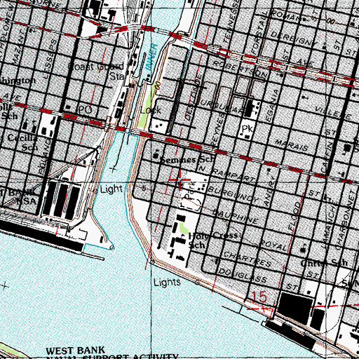 Topographic Map of Amozion Baptist Church, LA