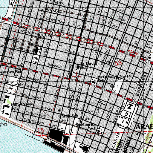 Topographic Map of Saint Davids Catholic Church, LA