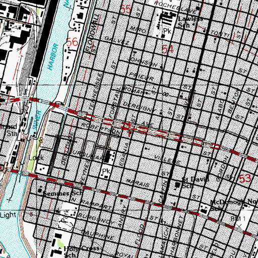 Topographic Map of Trinity Lutheran Church, LA