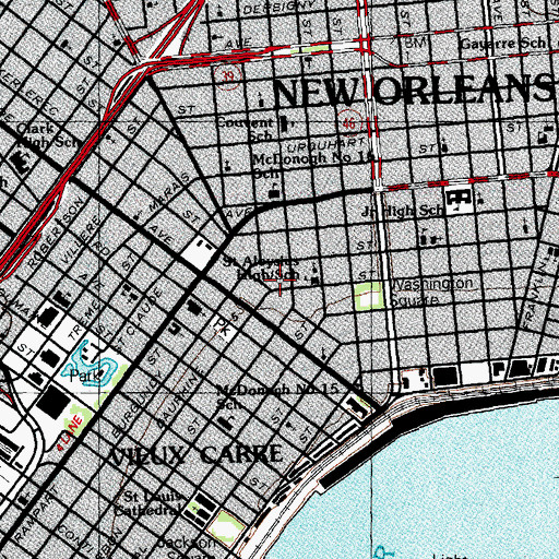 Topographic Map of Tabernacle Baptist Church, LA
