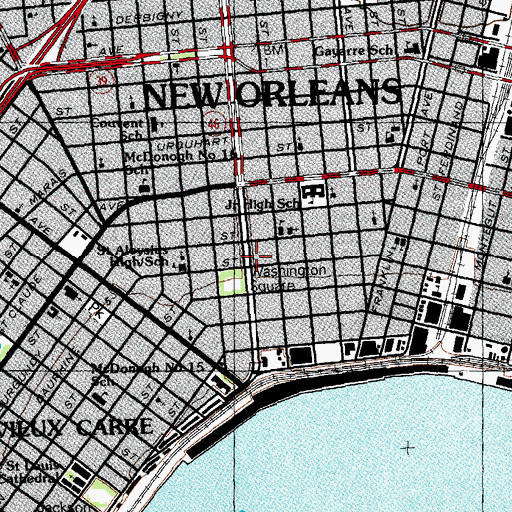 Topographic Map of Beacon Baptist Church, LA
