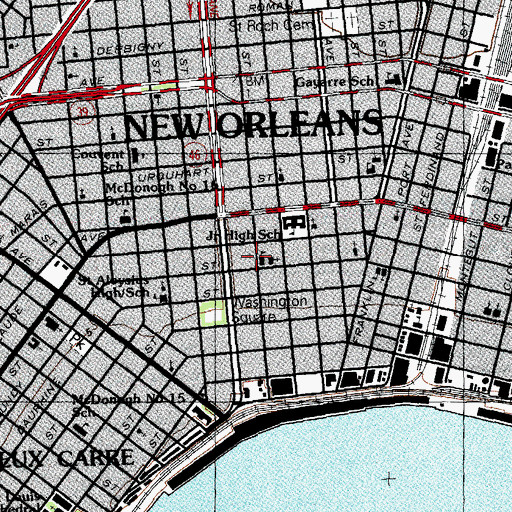 Topographic Map of Saints Peter and Paul School, LA
