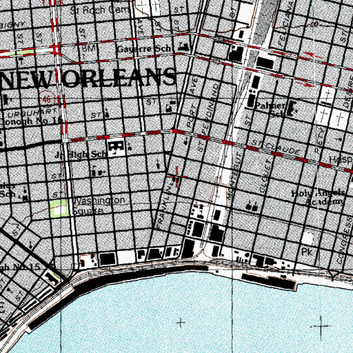 Topographic Map of Saint Paul Lutheran School, LA