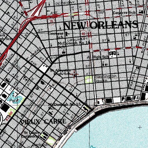 Topographic Map of Saint Gerard Majella Alternative School, LA