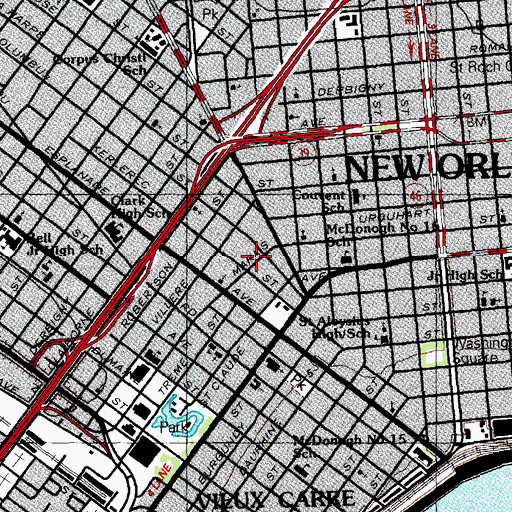 Topographic Map of Original Morning Star Baptist Church, LA