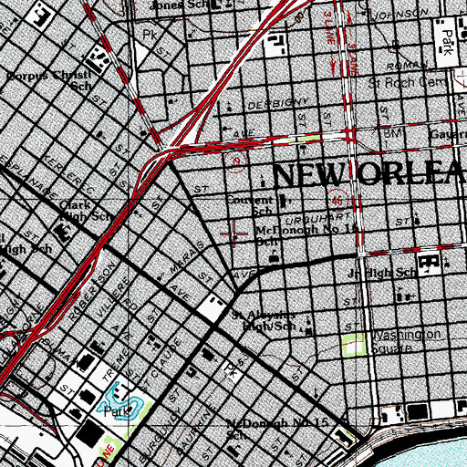 Topographic Map of Israel Baptist Church, LA