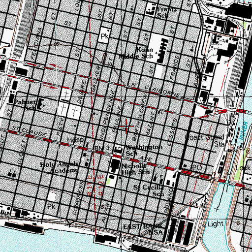 Topographic Map of Redeemer Evangelical Lutheran Church, LA