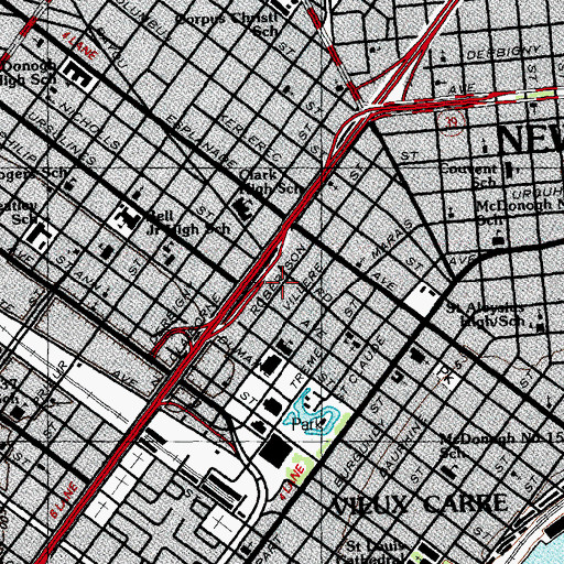 Topographic Map of Zion Hall Baptist Church, LA