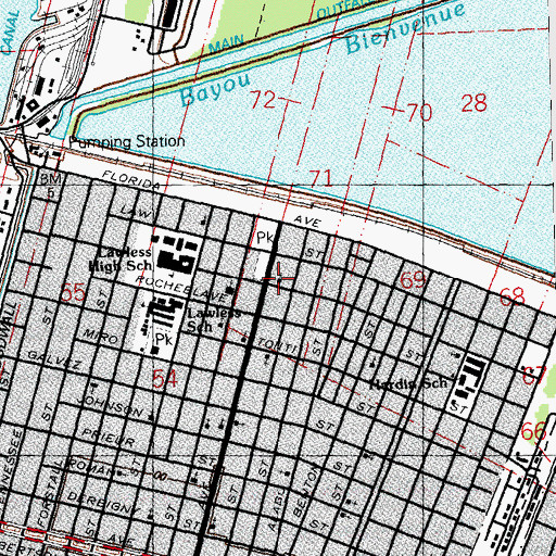 Topographic Map of Saint Luke Baptist Church, LA