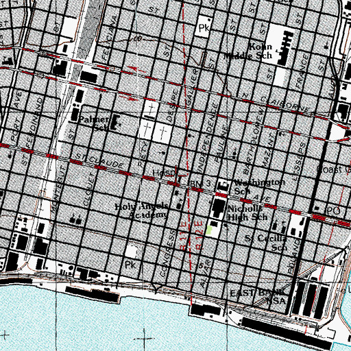 Topographic Map of United Medical Center of New Orleans (historical), LA