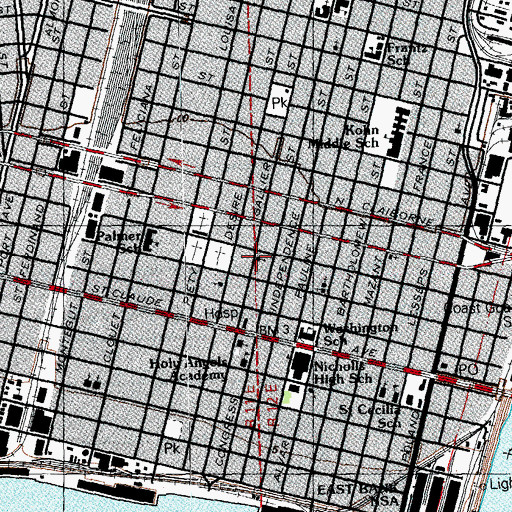 Topographic Map of Christ Temple Church of Christ, LA
