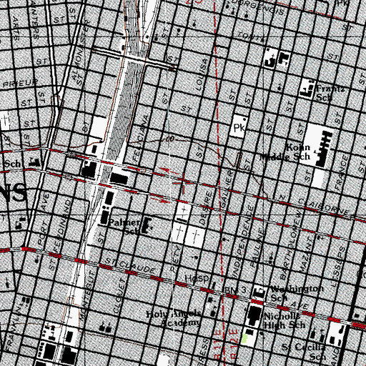 Topographic Map of Galilee Baptist Church, LA