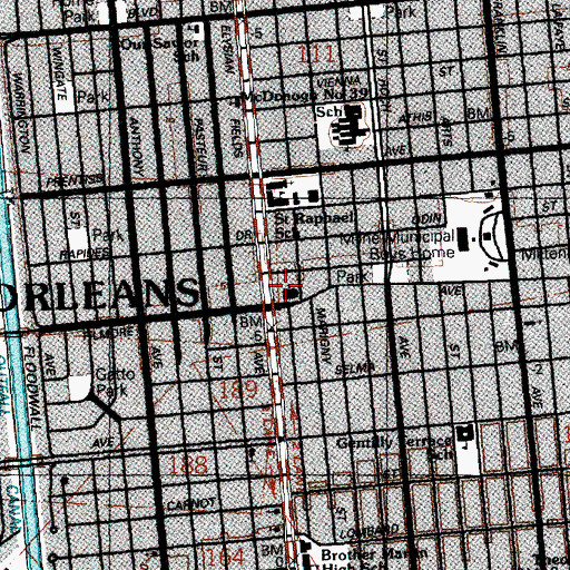 Topographic Map of Trinity United Methodist Church, LA